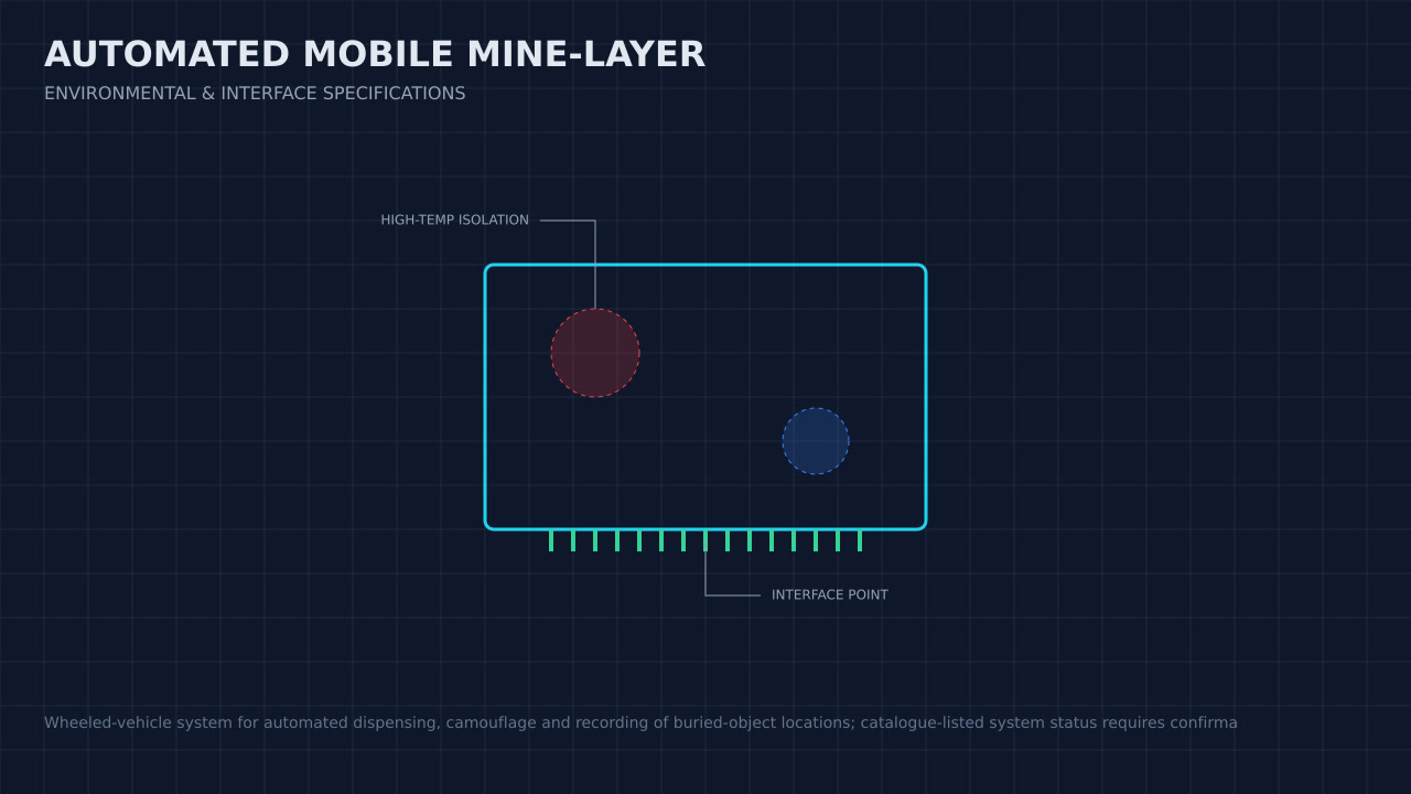 Illustration, not a photograph, of a technical review of the automated mobile mine-layer record.