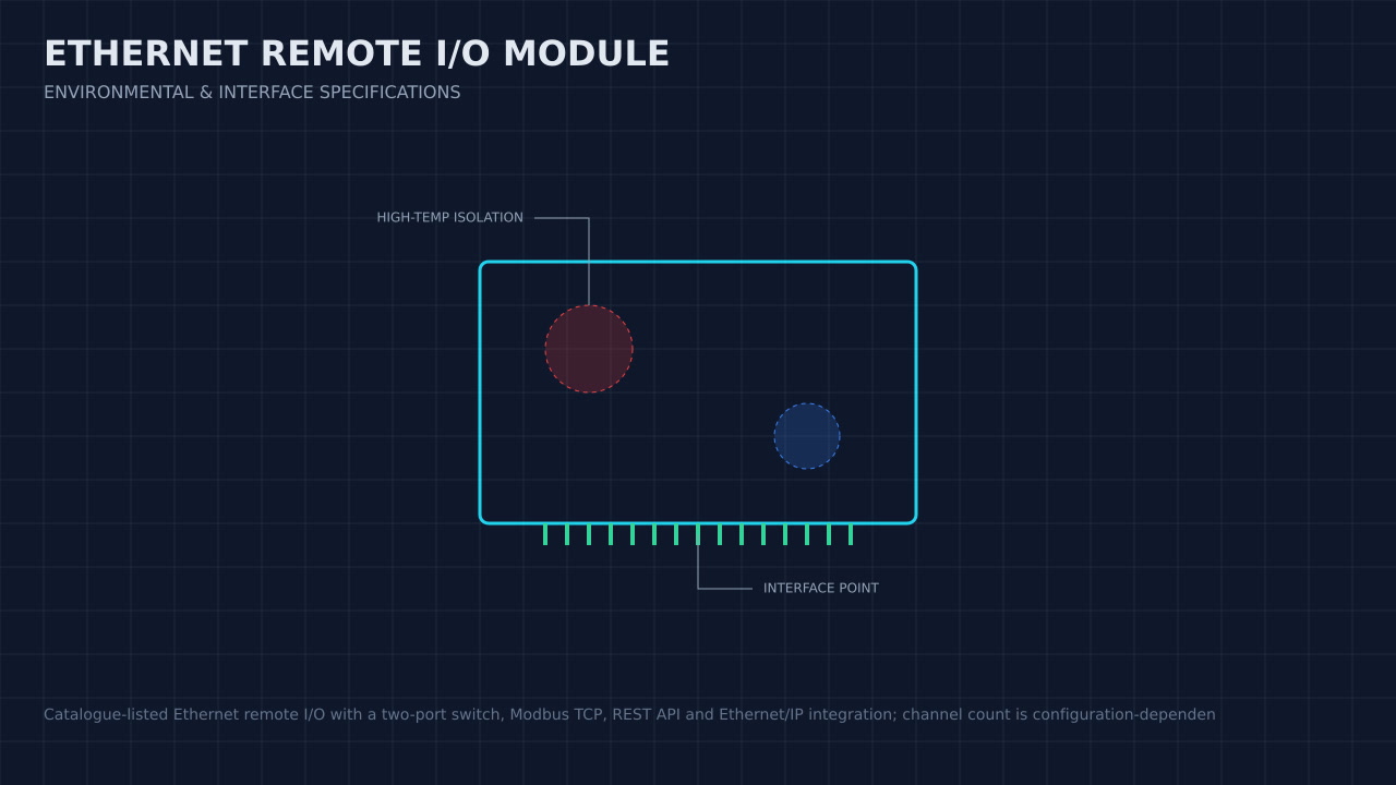 Illustration, not a photograph, of a technical review of the ethernet remote i/o module record.