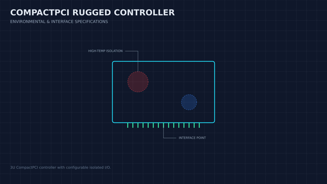 Illustration, not a photograph, of a technical review of the compactpci rugged controller record.