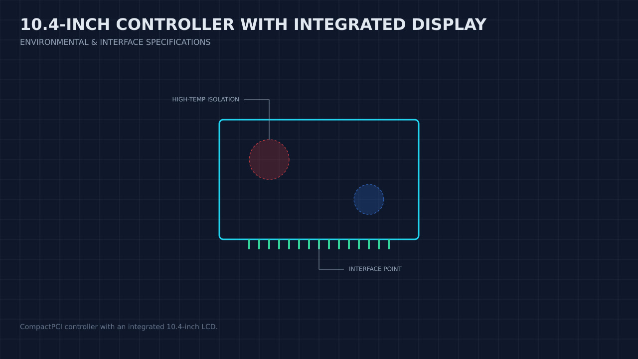 Illustration, not a photograph, of a technical review of the 10.4-inch controller with integrated display record.