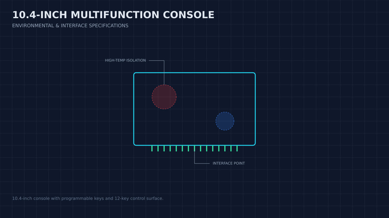 Illustration, not a photograph, of a technical review of the 10.4-inch multifunction console record.