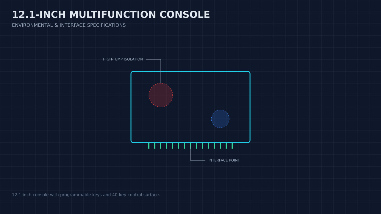 Illustration, not a photograph, of a technical review of the 12.1-inch multifunction console record.
