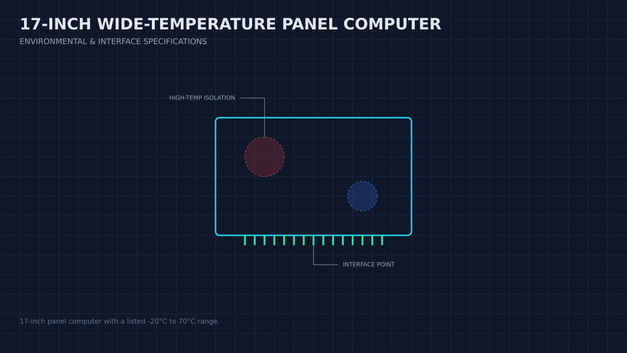 Illustration, not a photograph, of a technical review of the 17-inch wide-temperature panel computer record.
