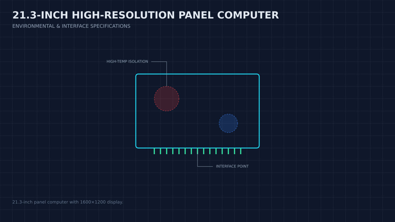 Illustration, not a photograph, of a technical review of the 21.3-inch high-resolution panel computer record.