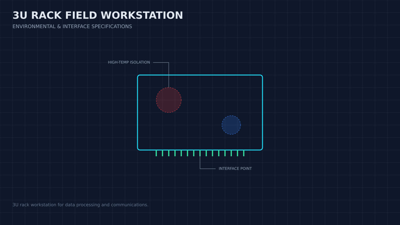 Illustration, not a photograph, of a technical review of the 3u rack field workstation record.