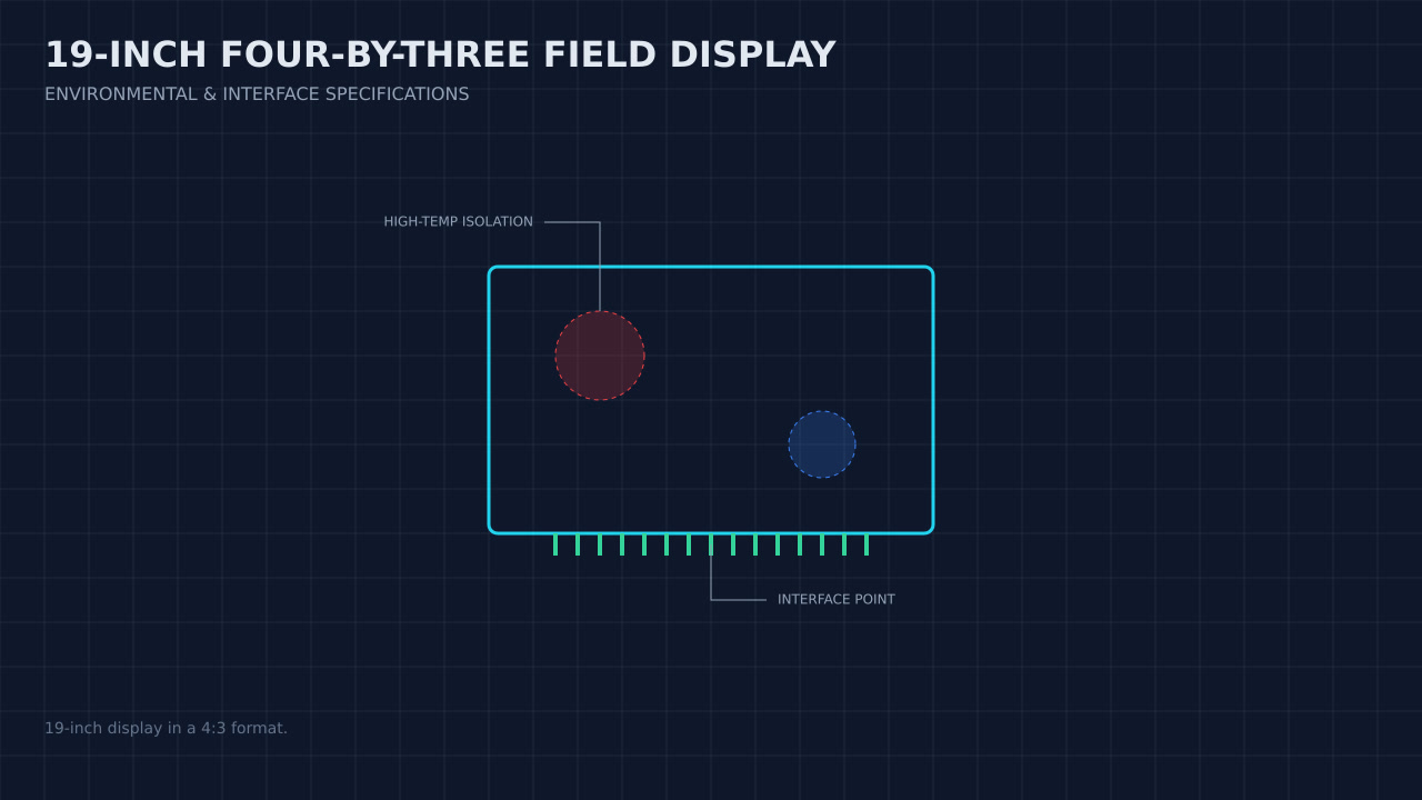 Illustration, not a photograph, of a technical review of the 19-inch four-by-three field display record.