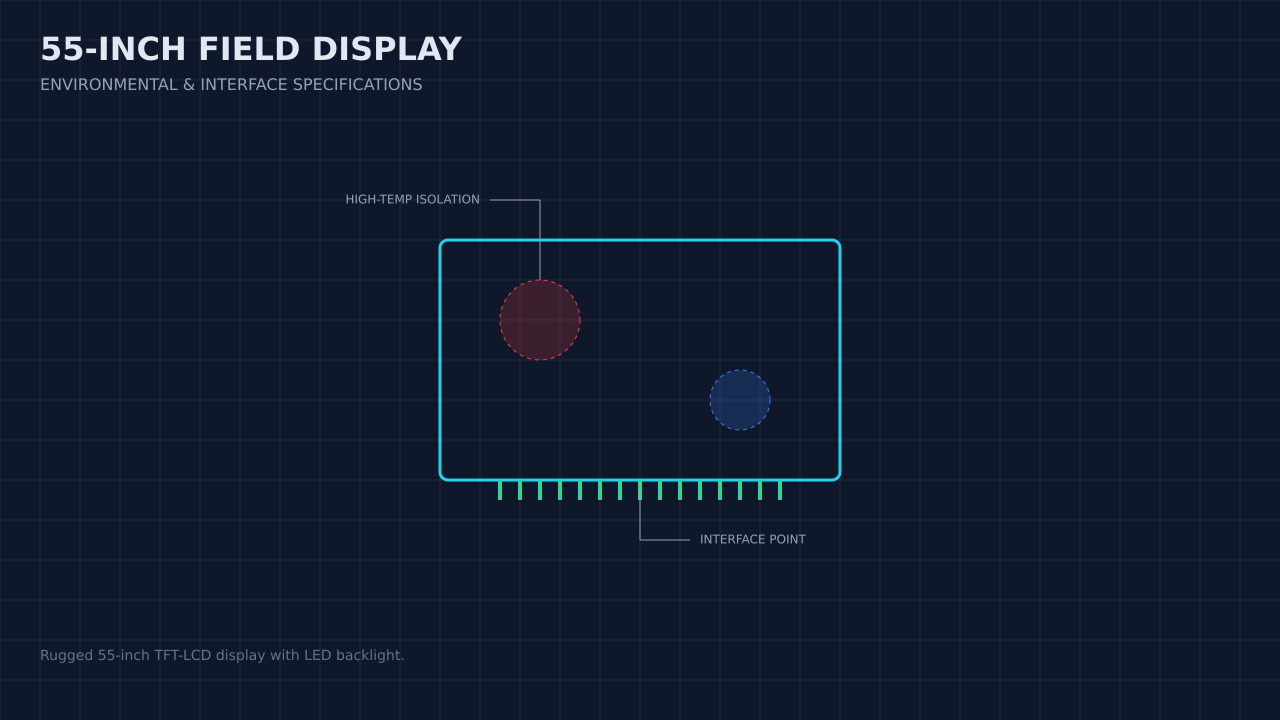 Illustration, not a photograph, of a technical review of the 55-inch field display record.