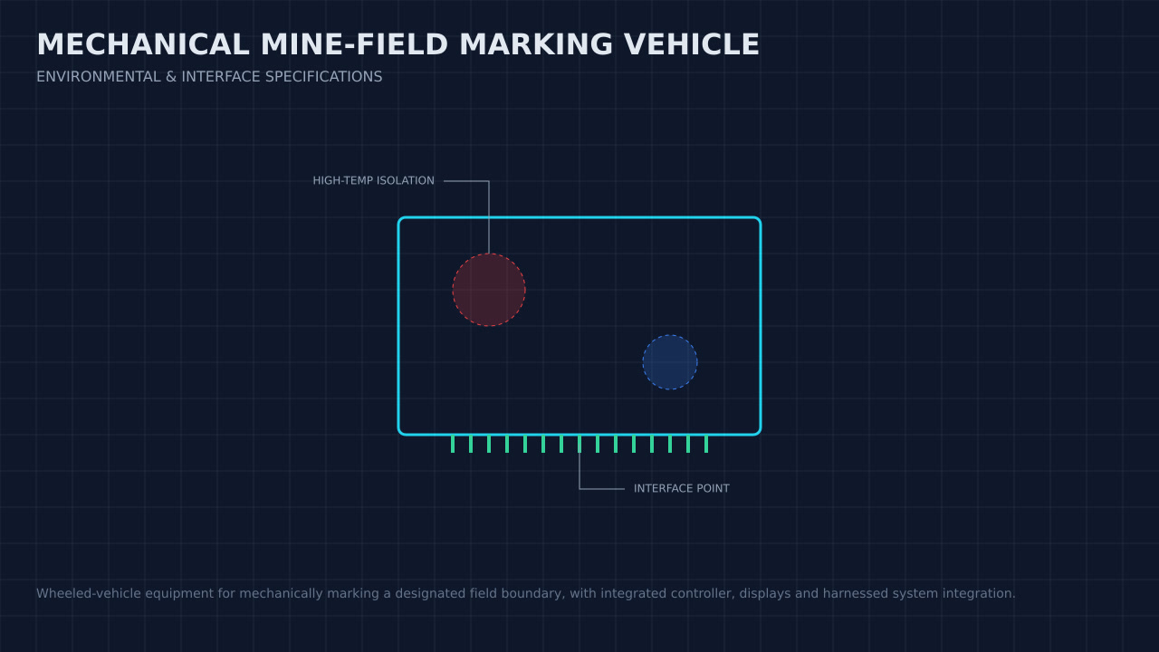 Illustration, not a photograph, of a technical review of the mechanical mine-field marking vehicle record.
