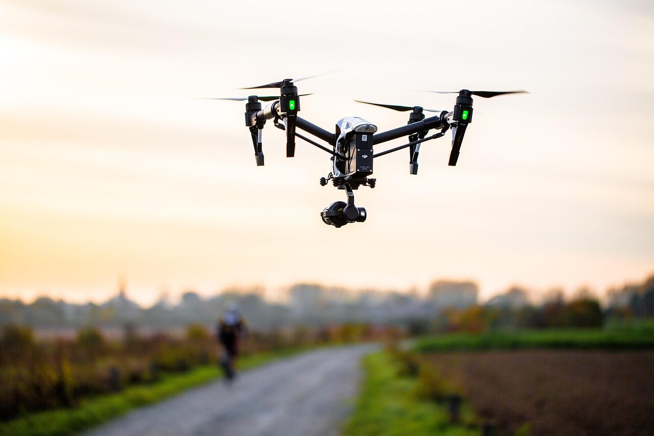 An ISR drone airborne on a reconnaissance mission, demonstrating the field-assembled platform in operation.