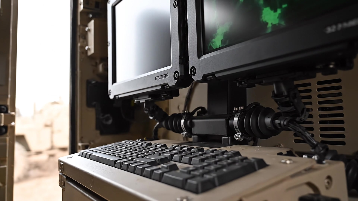 32-inch dual-display workstation console, Land (Land Domain), Unstrat