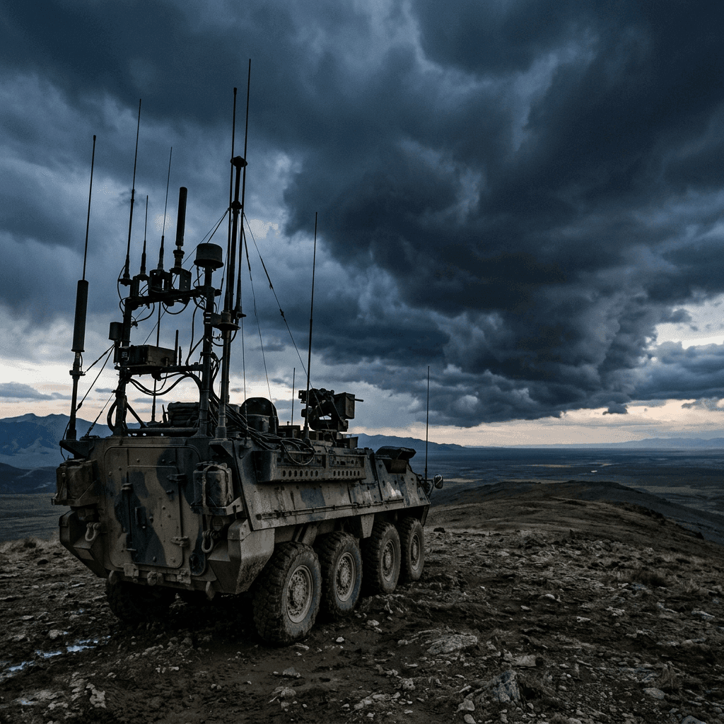 A command post with operators working a single fused operating picture rather than separate screens.
