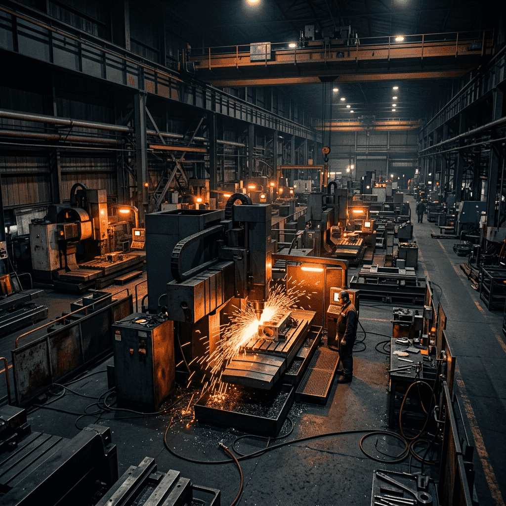 A defence production line with CNC machining centres and inspection stations under one roof.