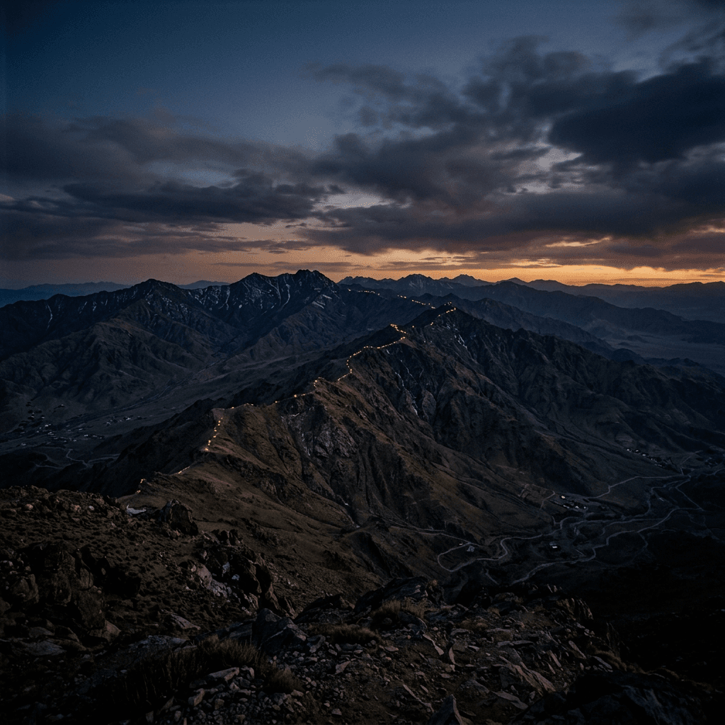 A remote stretch of national border at dawn, seen as a monitored operational zone.