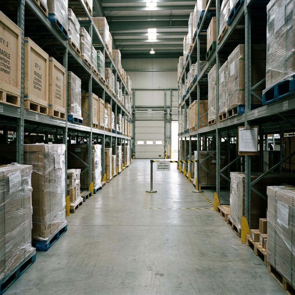 China secured warehouse showing phalcon airborne early-warning aircraft equipment and a restrained supply-chain scene.