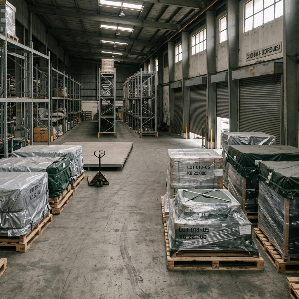 Philippines secured warehouse showing 16 bell 412 combat utility helicopters equipment and a restrained supply-chain scene.
