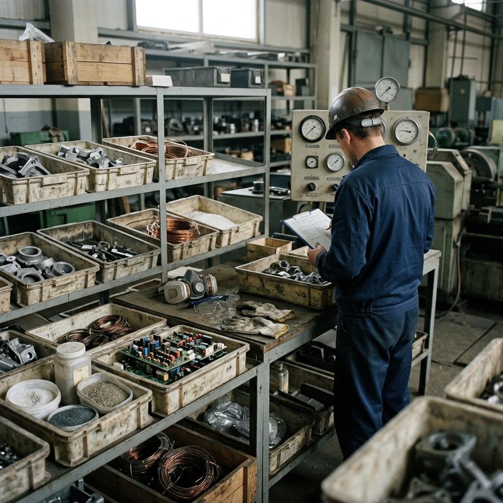 Russia laboratory materials room showing arms, dual-use technology and defence-industrial finance equipment and a restrained supply-chain scene.