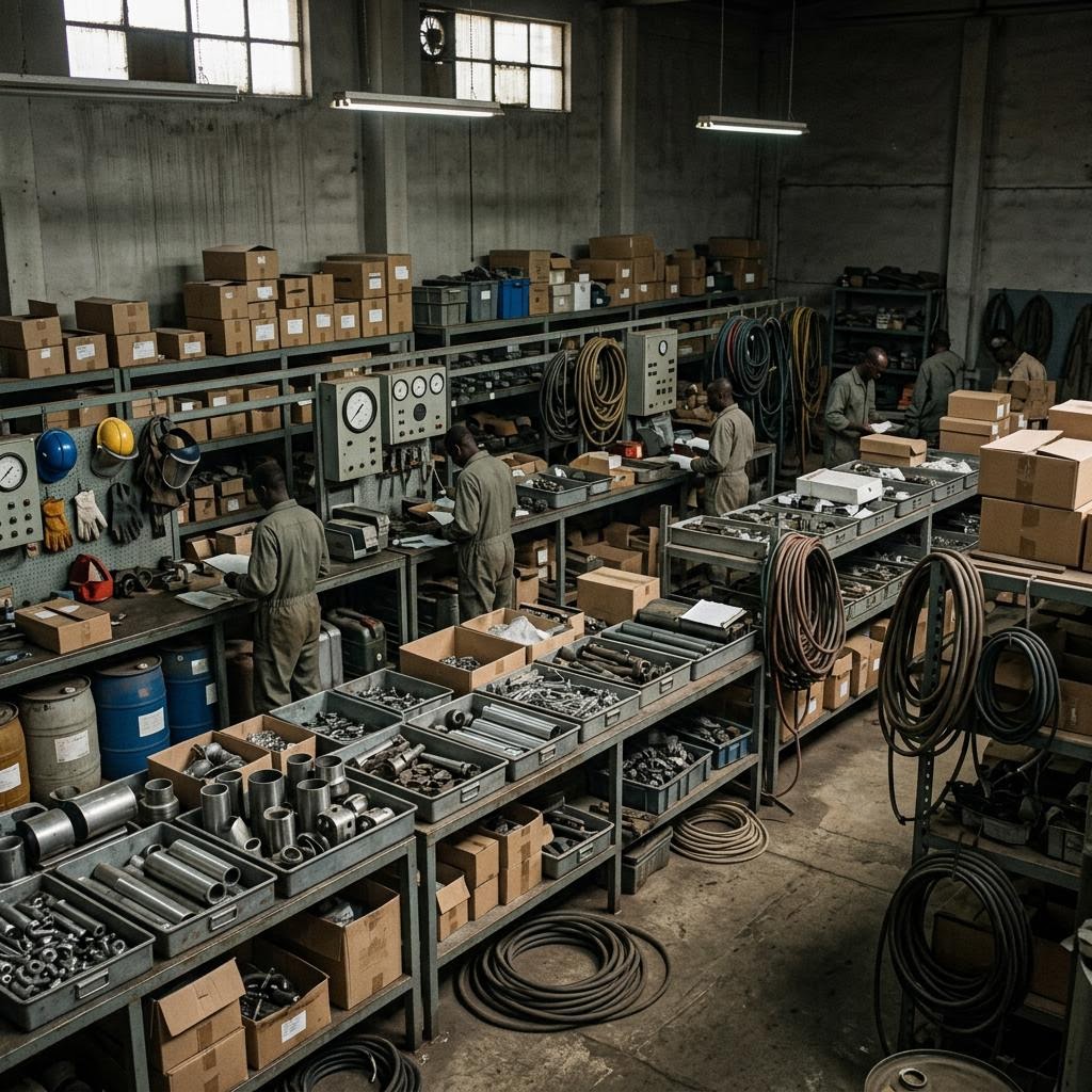 South Sudan laboratory materials room showing arms and military materiel equipment and a restrained supply-chain scene.