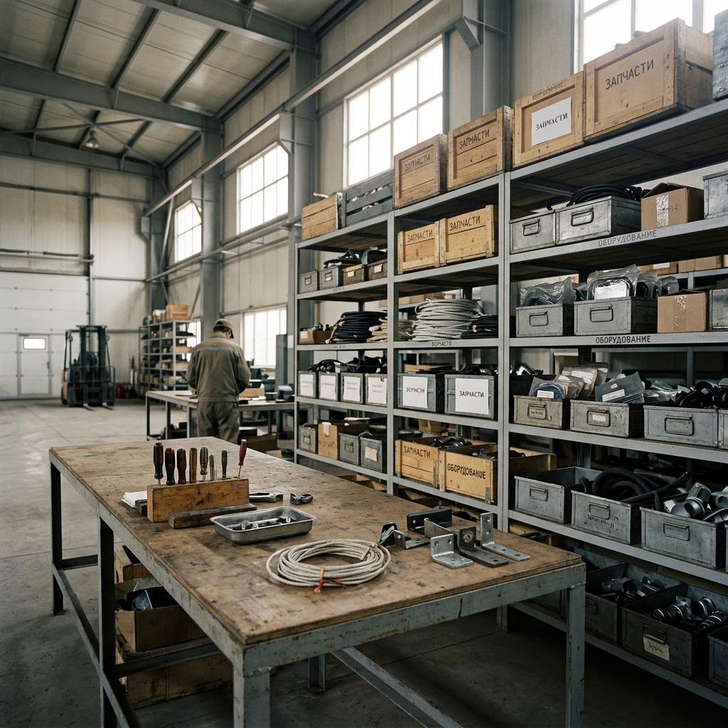 Uzbekistan component shelf showing arms and military equipment equipment and a restrained supply-chain scene.